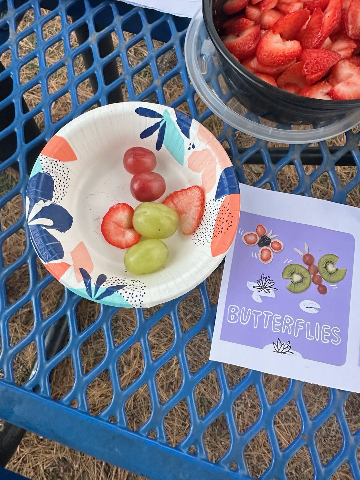 Food Faces with grapes and strawberries