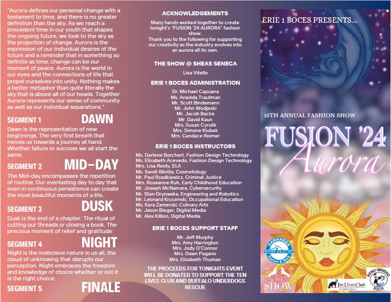 Inside of the program for the FUSION 24 Fashion Show